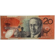 AUSTRALIA 1995 . TWENTY 20 DOLLARS BANKNOTE . EVANS/FRASER . LAST PREFIX DA